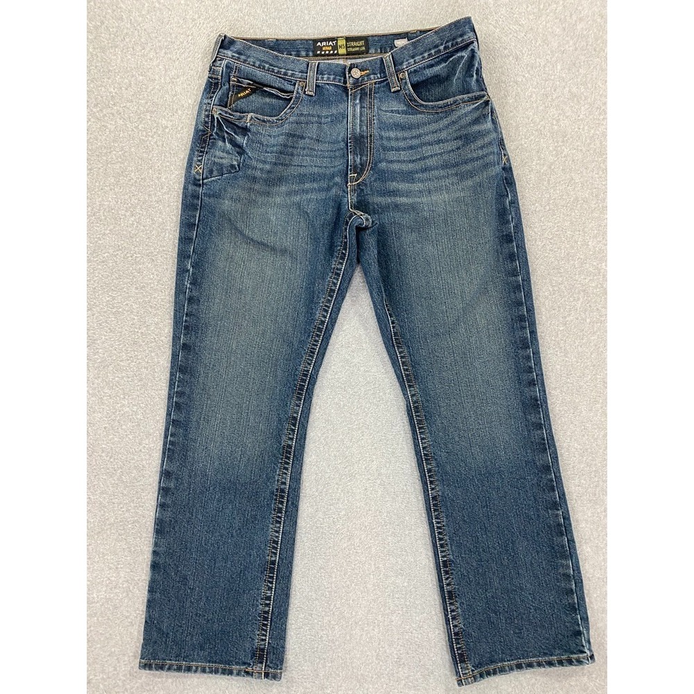 Ariat Rebar M5 Straight Leg Jeans 38x34 (36x33) Blue Denim Work Western Cowboy